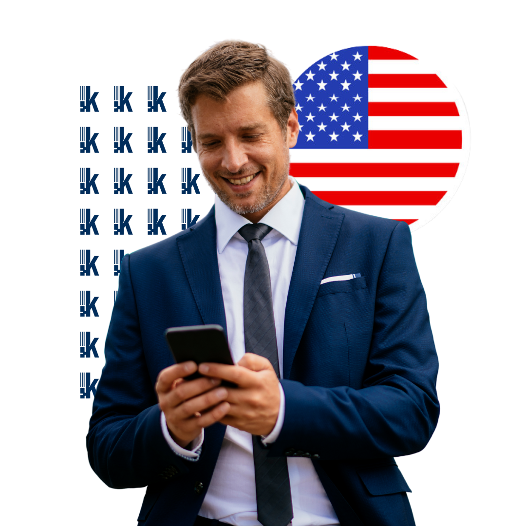 Executivo Keycont América com bandeira dos EUA